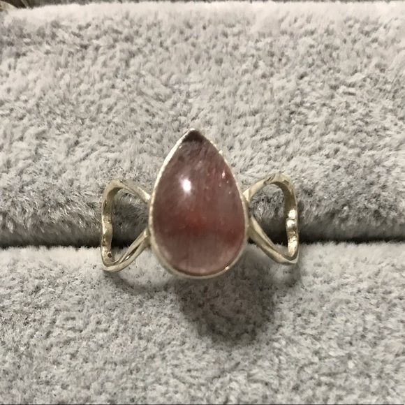 NWOT Sterling Silver Lepidocrosite Teardrop Heart Band Ring Size 9 Crystal Gem - Picture 12 of 15